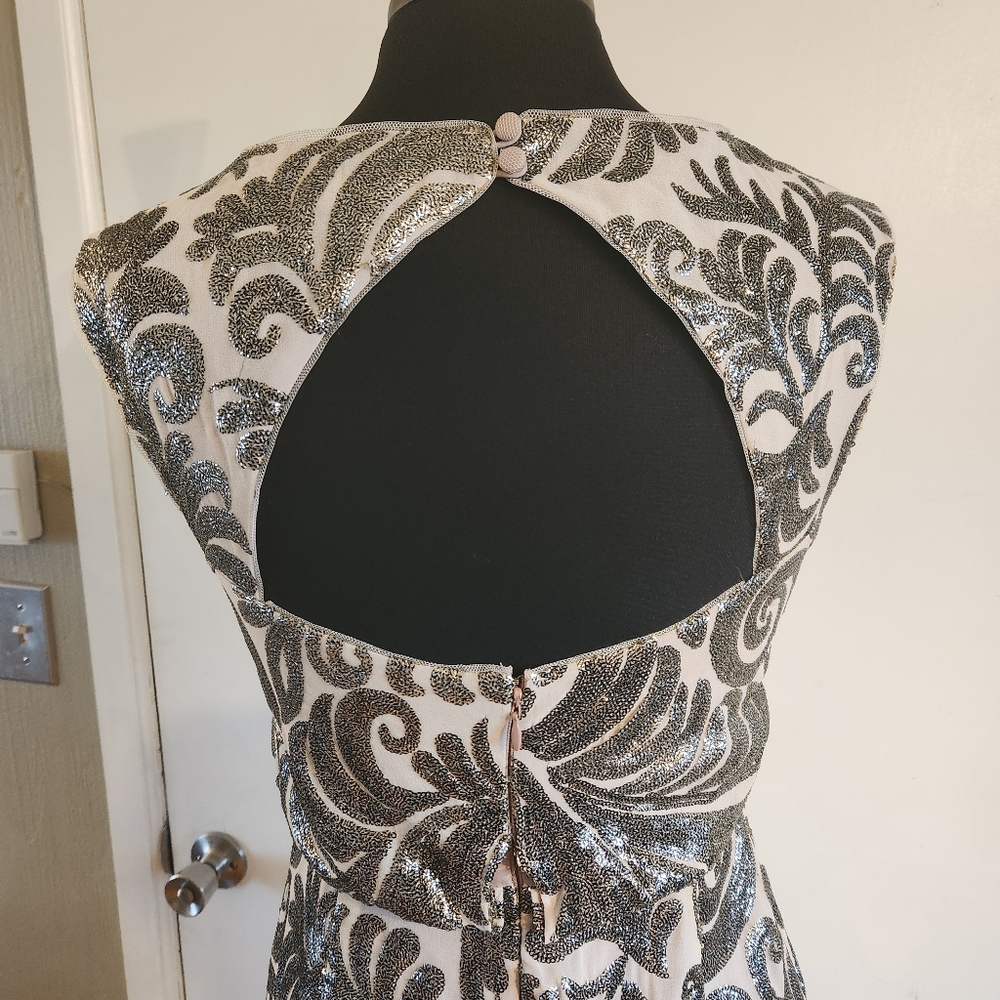 Adrianna Papell Silver Grey Sequin Cocktail Dress Size 4 - Picture 6 of 7